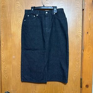 Vintage Y2K NWOT Tommy Hilfiger 5 Pocket Black Denim Midi Skirt (8) 26”